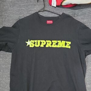 Supreme Black Tee with Bright Yellow Logo